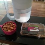 Ingredients to make almond milk: almonds, water, optional dates